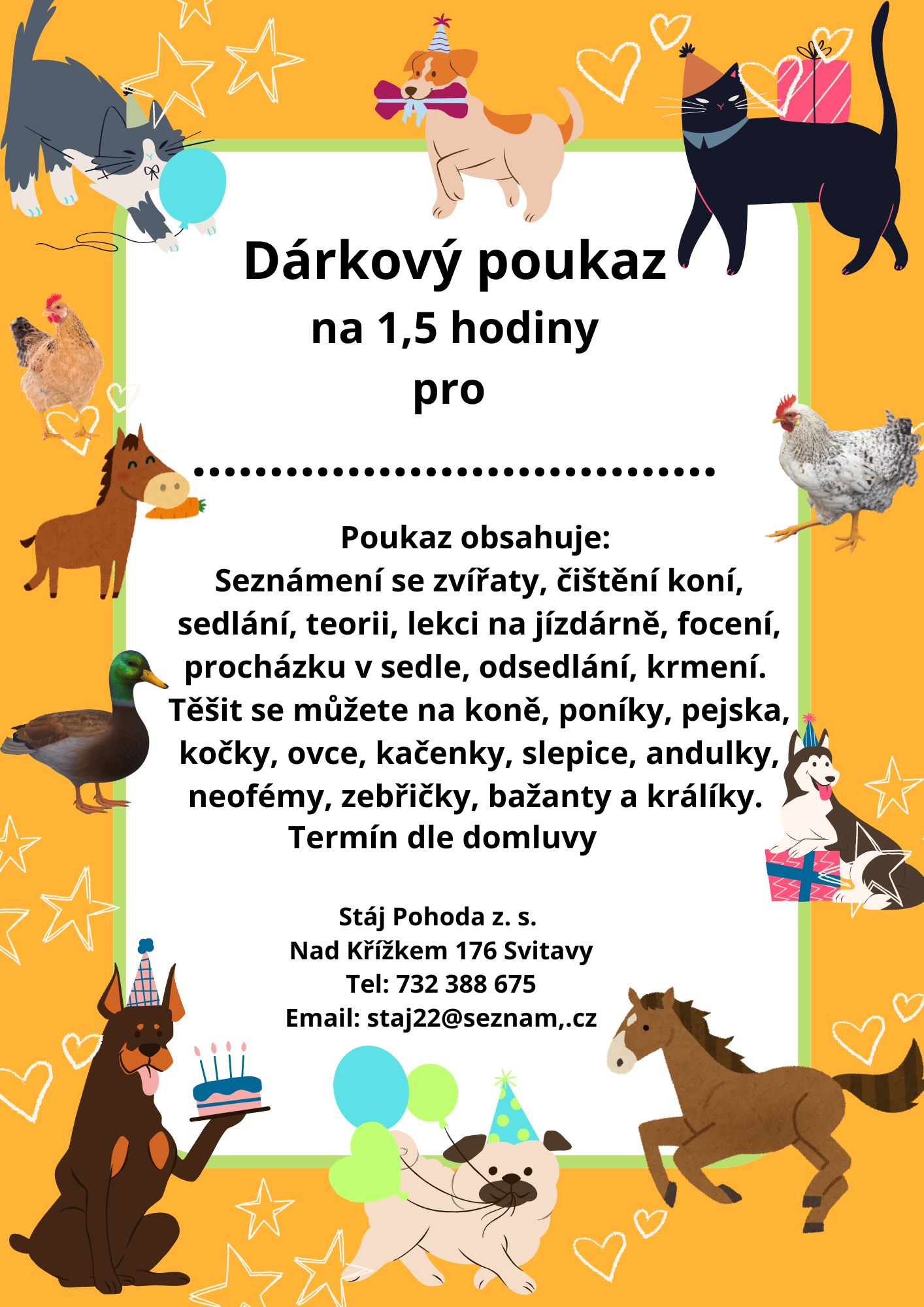 dárkový poukaz na 1,5 hodiny
